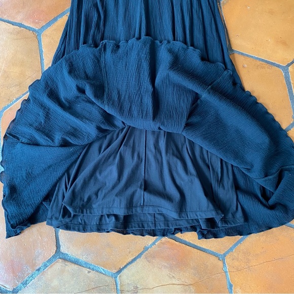 Garnet Hill Sz Medium Black Maxi Cotton Gauze Boho Sundress Lined Beach Comfort - Picture 9 of 9